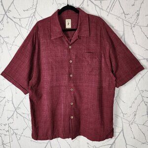 Jamaica Jaxx Maroon Checks Jacquard 100% Silk Camp Shirt